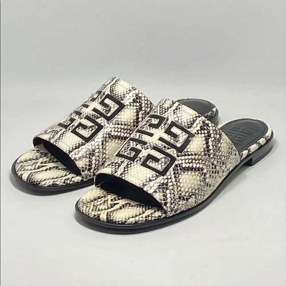 Givenchy 4G Snake Embossed Leather Sandals size 38